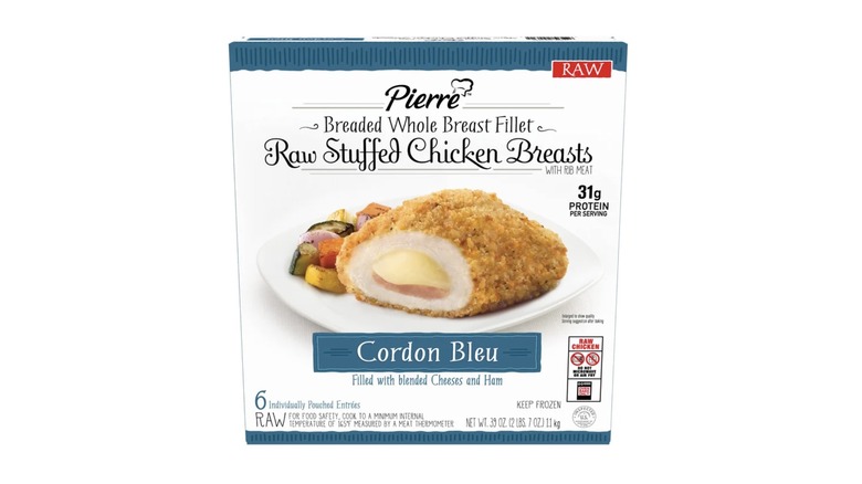 Package of Pierre Raw Stuffed Chicken Breasts, Cordon Bleu