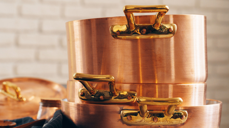 Set of copper pots
