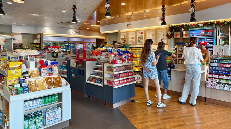 Inside a gas station.