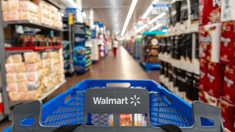 Walmart cart photographed in store