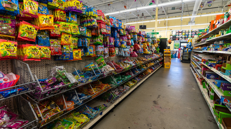 stocked Dollar Tree shelves