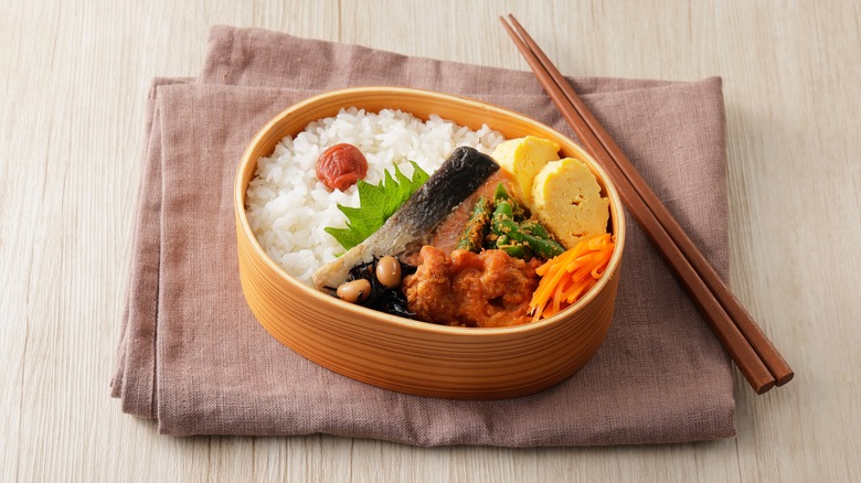 Bento made with traditional Japanese box