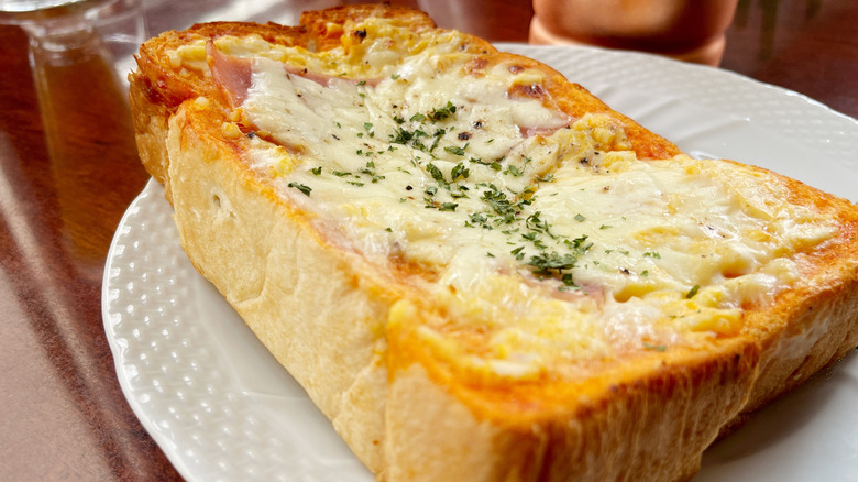 A slice of pizza toast.