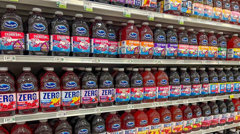 bottles of Ocean Spray sold on shelf