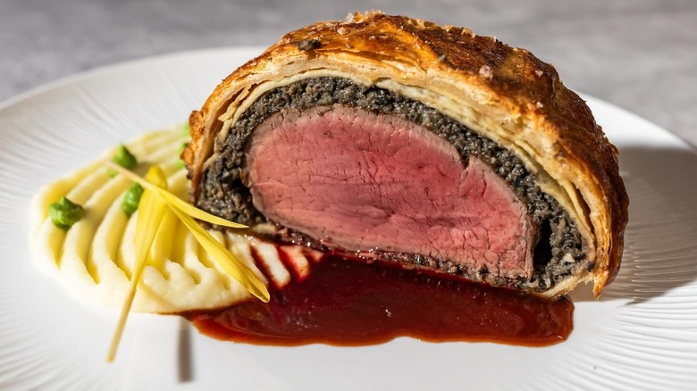 Beef Wellington served at One if by Land, Two if by Sea.
