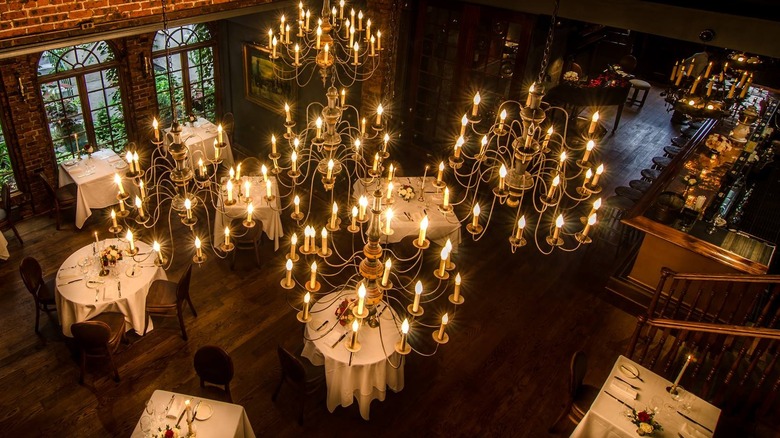 Top-view of One if by Land, Two if by Sea's dining room.