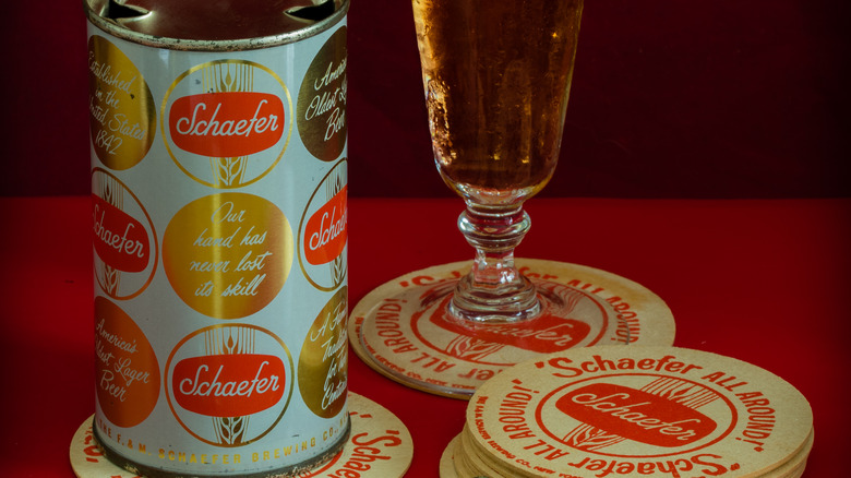 Schaefar beer can and coasters