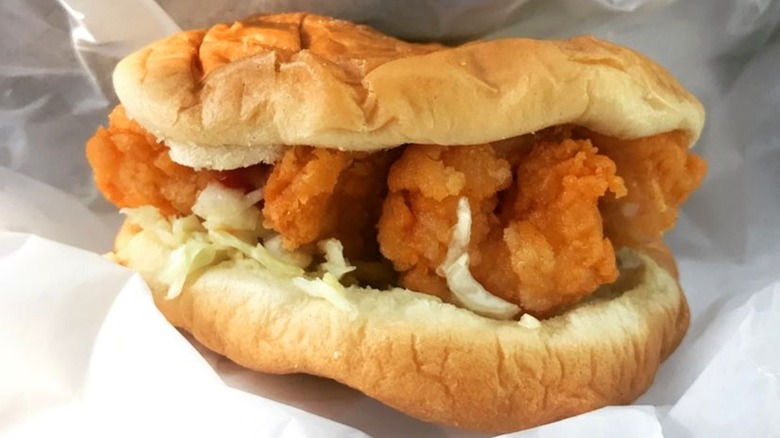 A shrimp burger from El's Drive-In