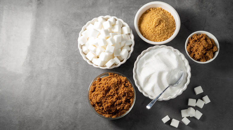 different types of sugar displayed