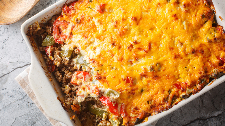 pictured cheesey beef casserole