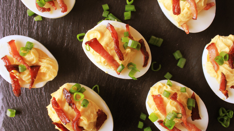 bacon topped deviled eggs