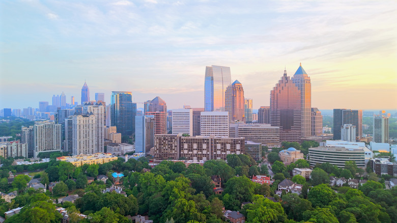 The Atlanta skyline at sunset