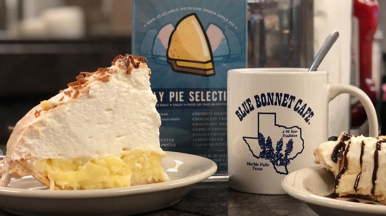 two slices of pie served at Blue Bonnet Cafe