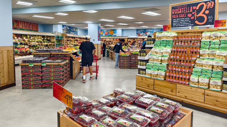 Shoppers inside a Trader Joe's