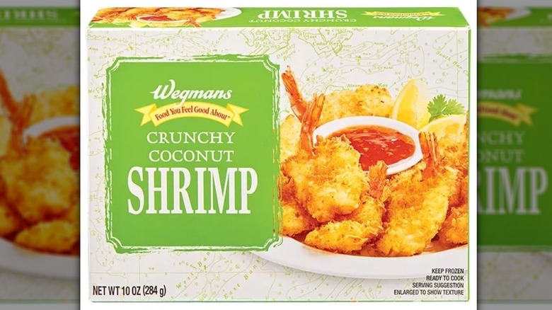 A box of Wegmans' frozen Crunchy Coconut Shrimp