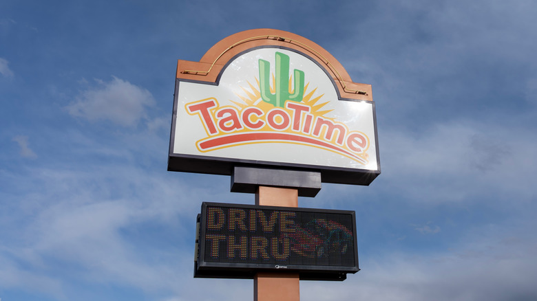 Taco Time sign with brand logo