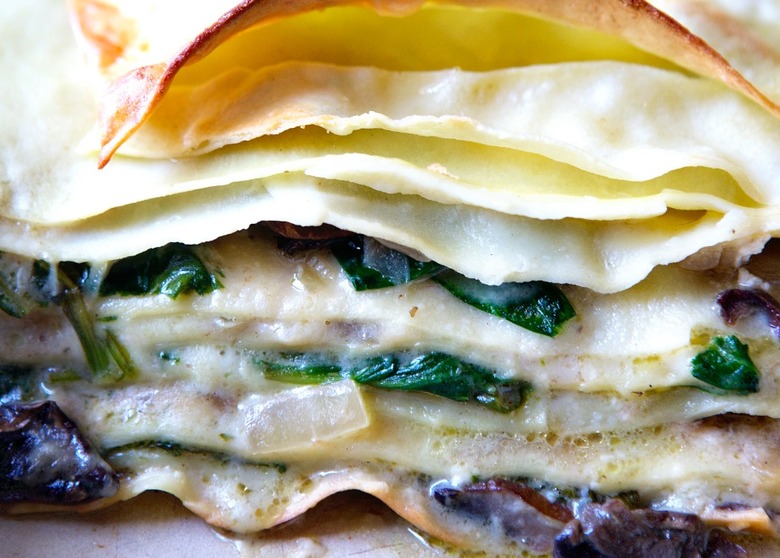 Three-Cheese Lasagna With Porcini Mushrooms And Spinach Recipe