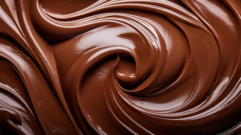 Swirls of melted chocolate