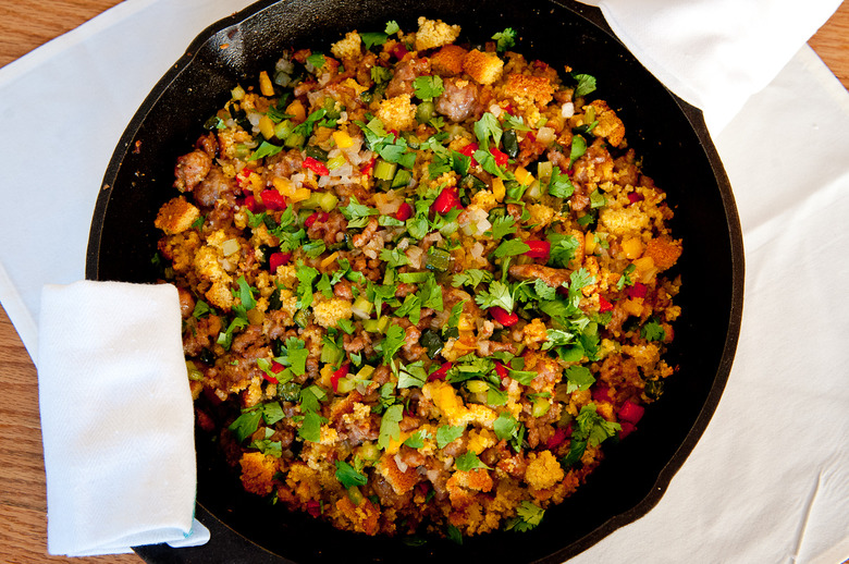 Three-Pepper Sausage Cornbread Dressing Recipe