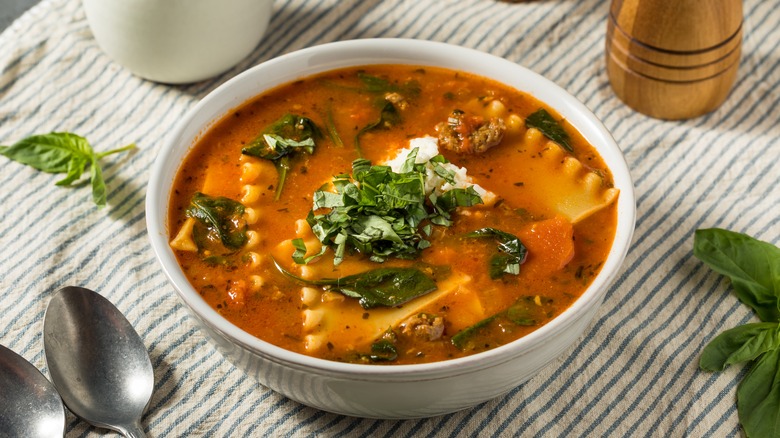 Bowl of lasagna soup