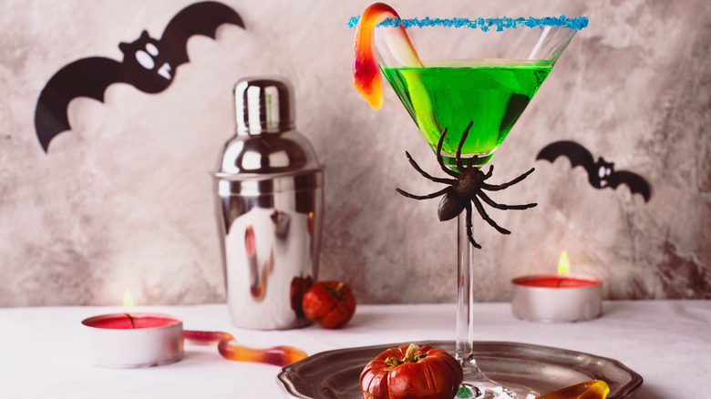 A green Halloween cocktail