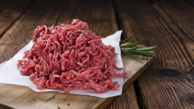 ground beef on paper