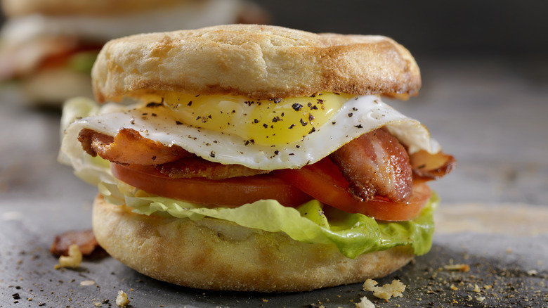 fried egg on a breakfast blt