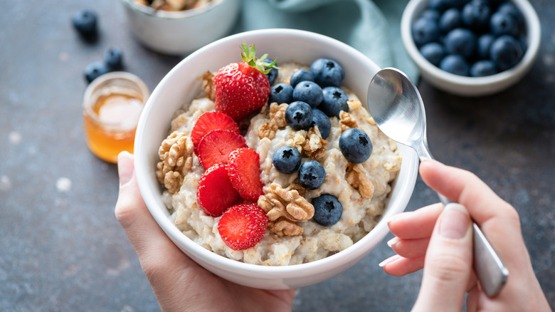 bowl of oats with berries