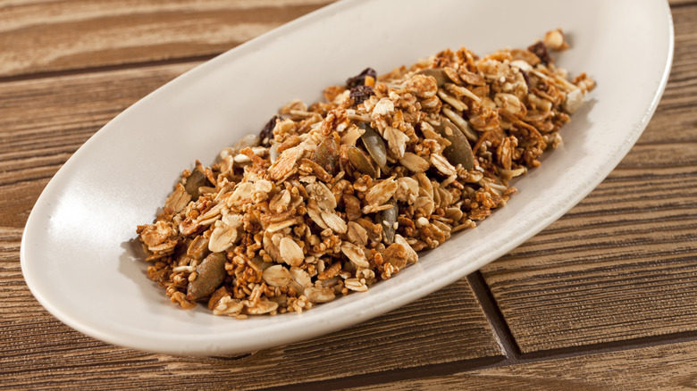 Toasted oats in bowl 