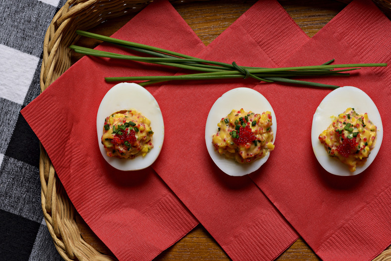 Tobiko And Chive Deviled Eggs Recipe