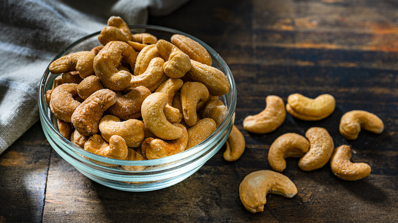 Bowl of roasted cashews