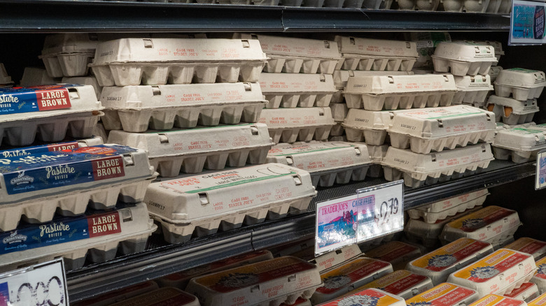 Egg cartons in grocery store