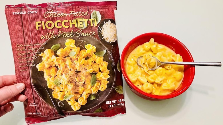 Bag of Trader Joe's Cheese Filled Fiocchetti with Pink Sauce
