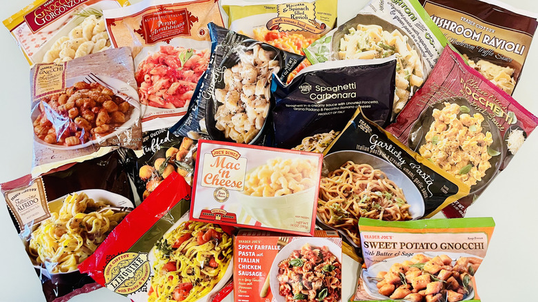 Collection of various Trader Joe's frozen pastas