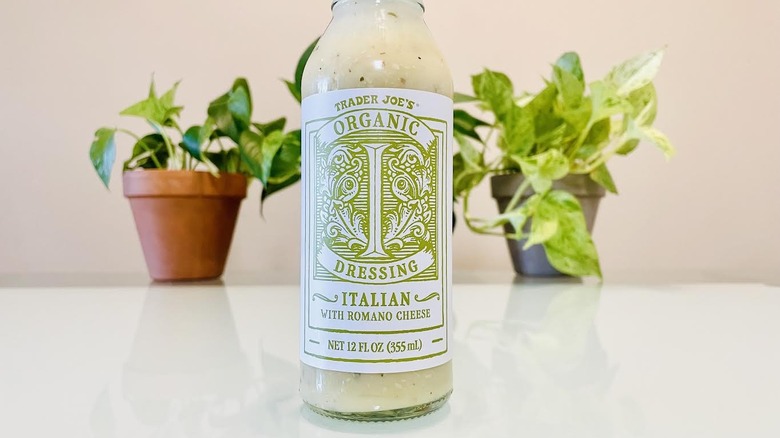 Bottle of Trader Joe's Organic Italian Dressing with Romano Cheese