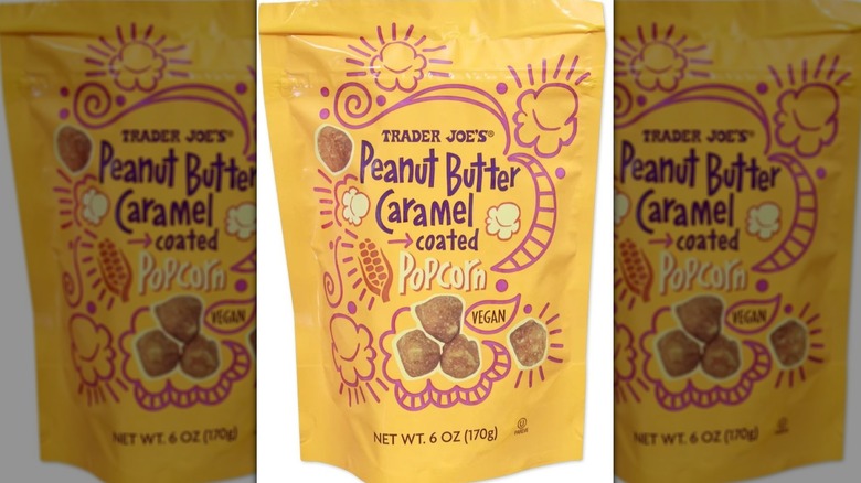 Bag of Trader Joe's Peanut Butter Caramel Coated Popcorn