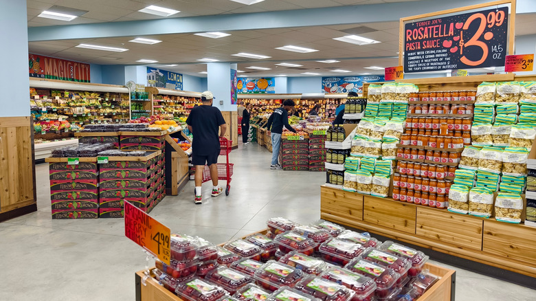 Shoppers inside a Trader Joe's
