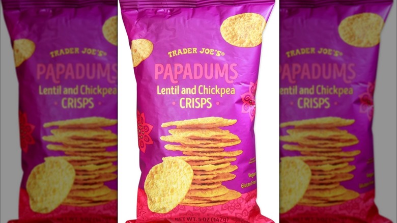 Bag of Trader Joe's Papadums Lentil and Chickpea Crisps