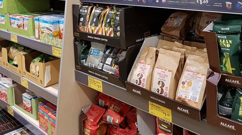 Selection of coffee at an Aldi