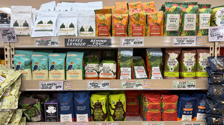 Coffee selection at Trader Joe's