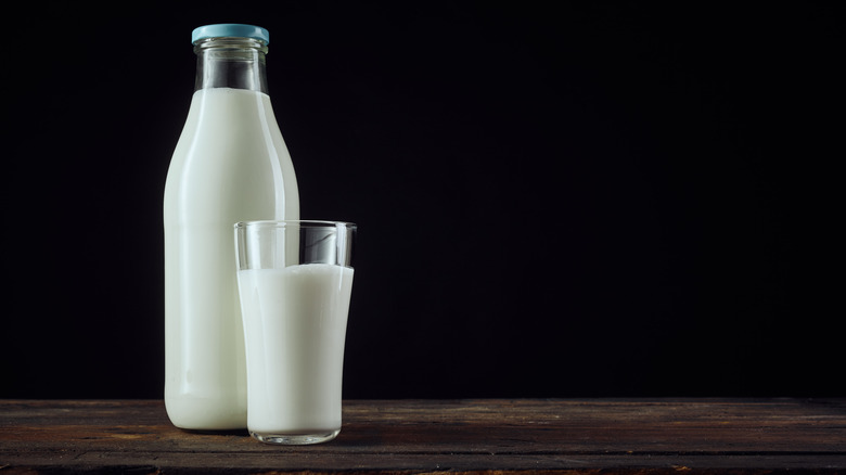 glass bottle of milk