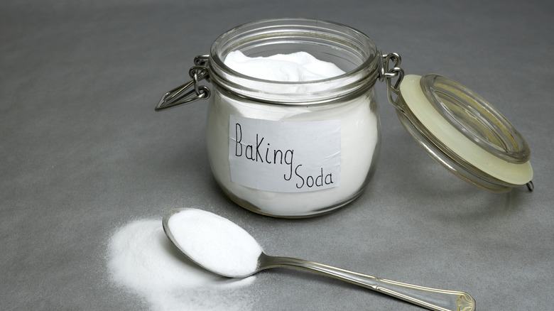 baking soda in glass jar