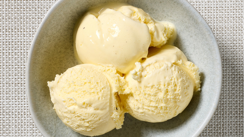 a bowl of vanilla ice cream