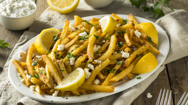 Greek-style fries with feta, lemon, and parsley