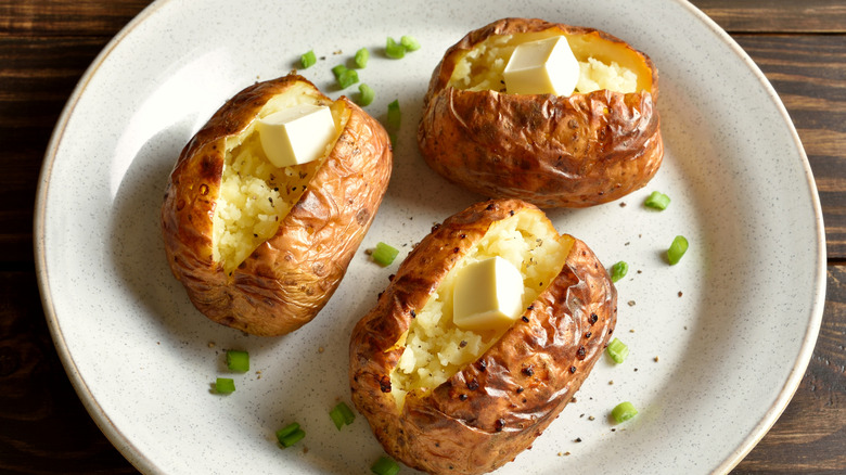 pictured prepared baked potatoes