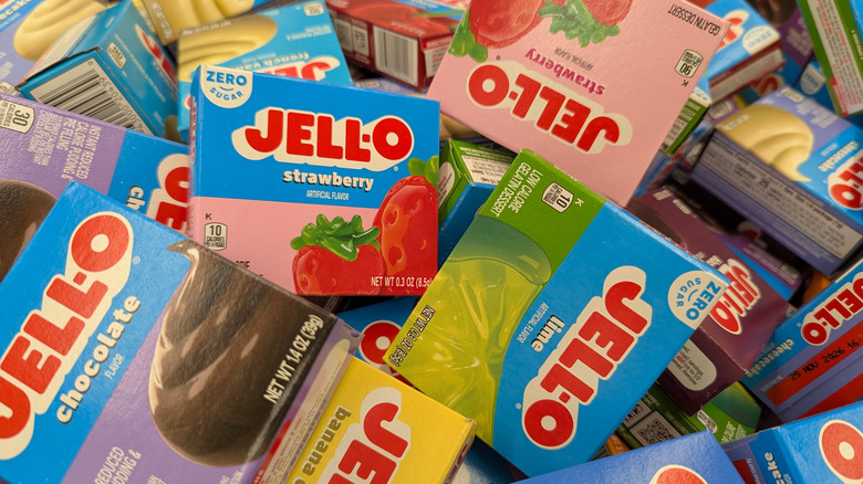 Collection of Jell-O boxes