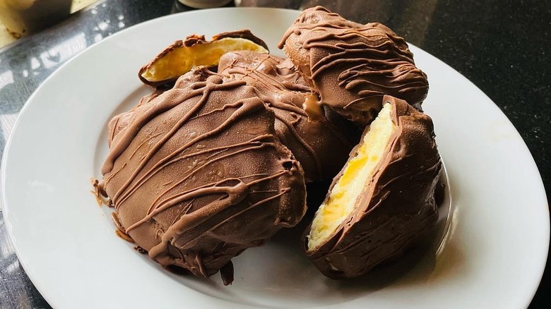 Chocolate dipped frozen yogurt cookies