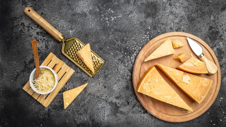 Cut wedges of Parmesan