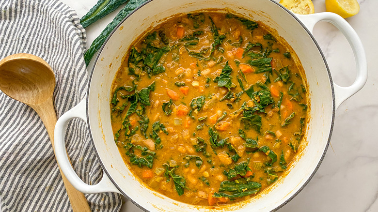 finished soup in pot
