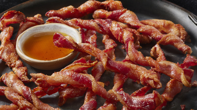 Spiral twist bacon with maple syrup